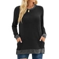 thumbnail image 1 of SHIBEVER Long Sleeve Workout Shirts for Women Fall Cute Pocket Casual Tunics Tops Blouses Black, 1 of 6