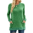 thumbnail image 1 of SHIBEVER Long Sleeve Workout Shirts for Women Fall Cute Pocket Casual Tunics Tops Blouses Green, 1 of 6