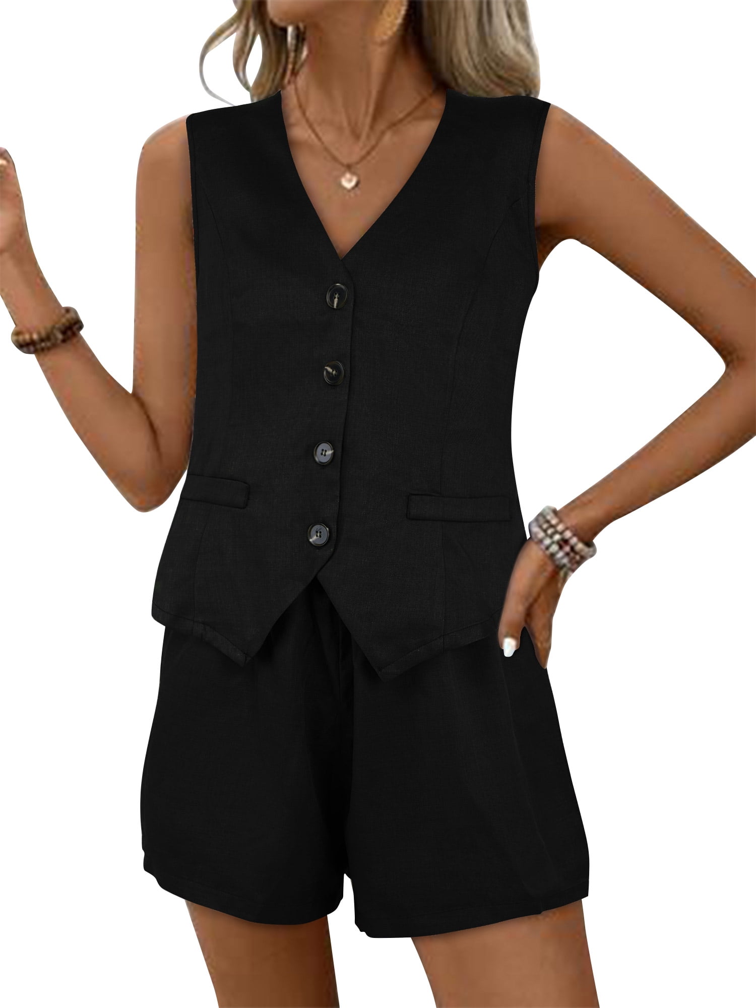 Women's Racerback Vest And Shorts Loungewear Set