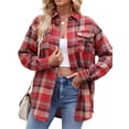 thumbnail image 1 of SHIBEVER Plaid Flannel Shirts for Women Long Sleeve Button Down Shirts Blouses Tops Jacket Boyfriend Shirt Coats Roll Up Fall Clothing, 1 of 6
