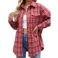 thumbnail image 1 of SHIBEVER Plaid Flannel Shirts for Women Long Sleeve Button Down Shirts Blouses Tops Jacket Boyfriend Shirt Coats Roll Up Fall Clothing, 1 of 5