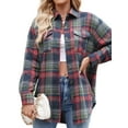 thumbnail image 1 of SHIBEVER Plaid Flannel Shirts for Women Long Sleeve Button Down Shirts Blouses Tops Jacket Boyfriend Shirt Coats Roll Up Fall Clothing, 1 of 5