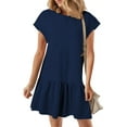 thumbnail image 1 of SHIBEVER Summer Dresses for Women Cap Sleeve Ruffle Hem T Shirt Dress Casual Solid Color Loose Mini Dresses, 1 of 9