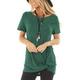 thumbnail image 1 of SHIBEVER Summer Short Sleeve Casual Loose Tops for Women Fashion Twist Knotted Blouses Tunic T Shirt Green S, 1 of 5