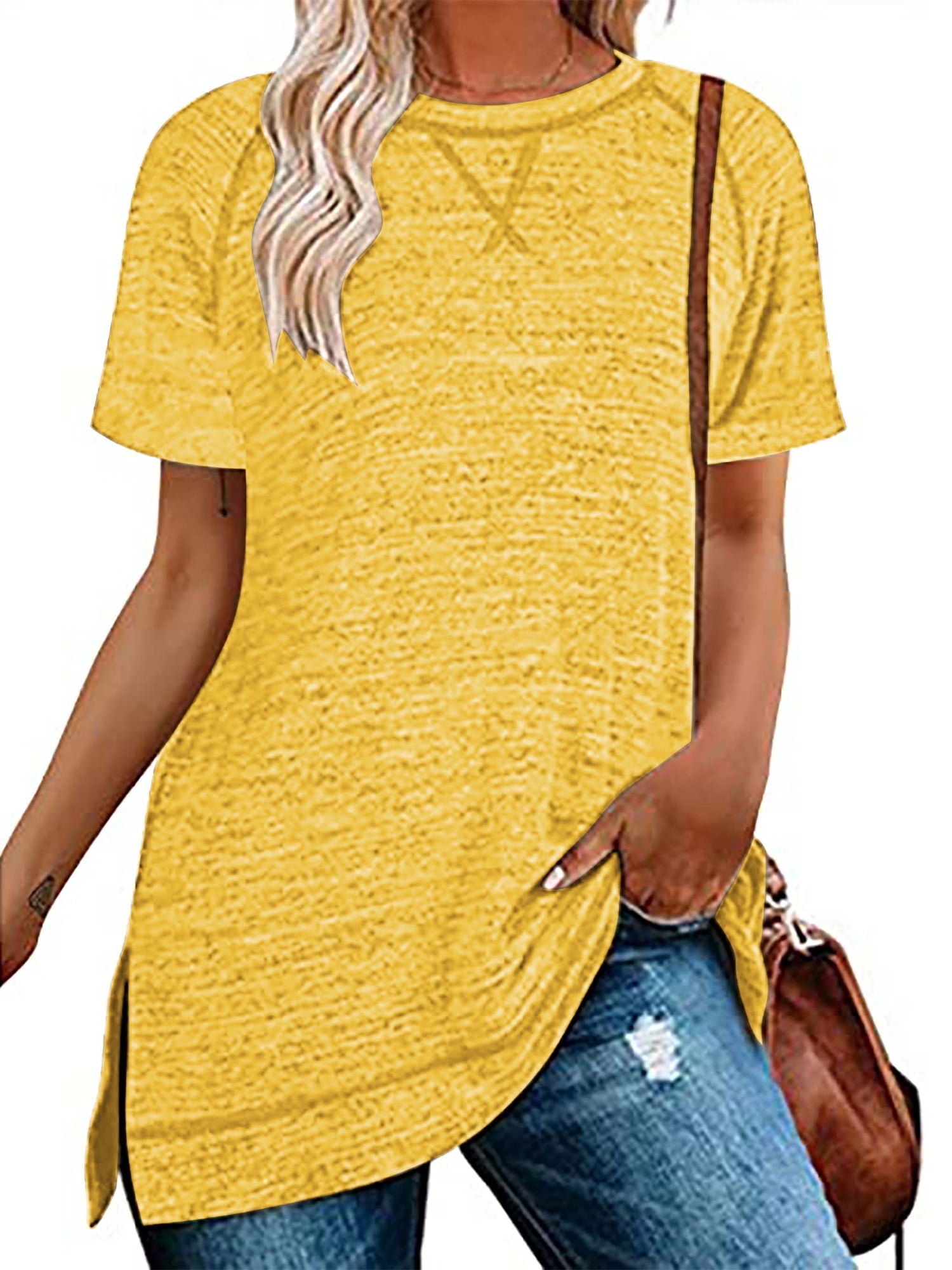 SHIBEVER Women Summer Short Sleeve Tops, Casual Loose Tunic Shirts ...