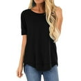 thumbnail image 1 of SHIBEVER Summer Short Sleeve T-Shirts for Women Fashion Trendy Loose Cute Black Tee Casual Crew Neck Ladies Tops Blouse Size XL, 1 of 8
