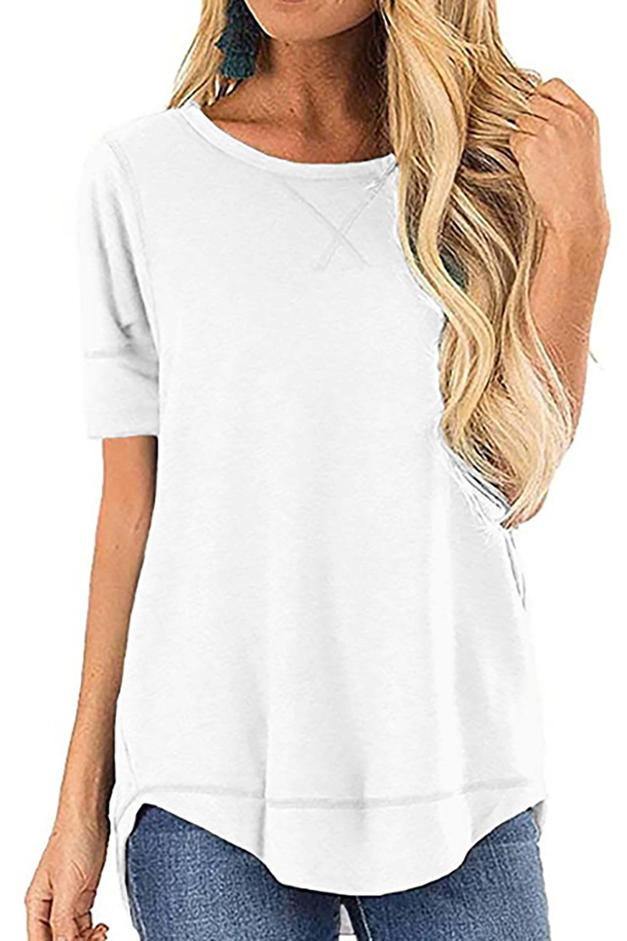 Stamzod Womens Summer Tops 2023 Tops Fashion Casual Loose Blouse Stone  Gradient Printing Round Neck T-Shirt Shirts Blouse Print Tee Clearance 