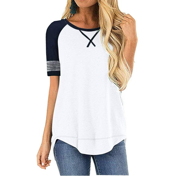 SHIBEVER Summer T Shirts for Women Short Sleeve Tops Casual Cute Crew Neck Tunic Tops Loose Fit Fashion Ladies Blouse Tops White