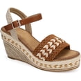 thumbnail image 1 of SHIBEVER Summer Wedge Sandals for Women Casual Ankle Strap Open Toe Dressy Espadrilles Platform Shoes Brown, 1 of 5