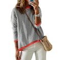 thumbnail image 1 of SHIBEVER Sweaters for Women Casual Long Sleeve Crewneck Striped Color Block Shirts Pullover Sweater Tops Lightweight Knitted Fall Winter Tops Sweatshirts Dressy Tunic Tops, 1 of 6