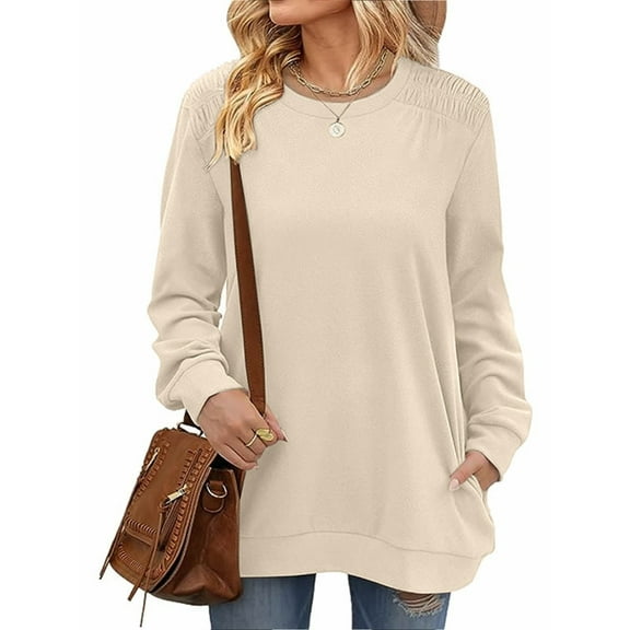 SHIBEVER Sweatshirts for Women Crewneck Casual Long Sleeve Shirts Tunic Tops