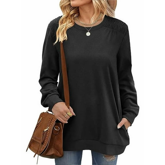SHIBEVER Sweatshirts for Women Crewneck Casual Long Sleeve Shirts Tunic Tops