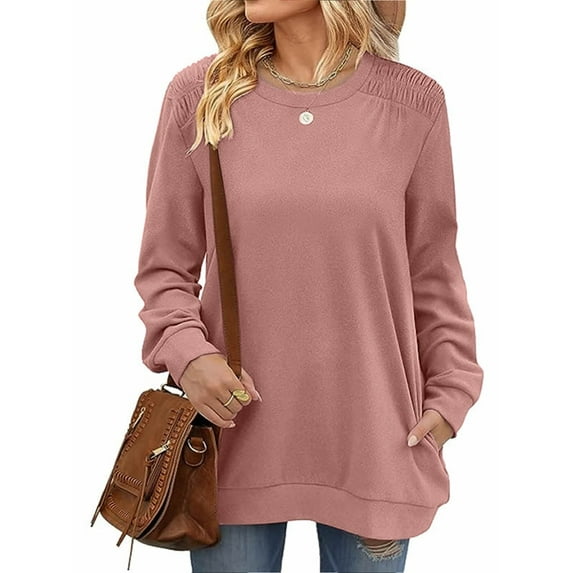 SHIBEVER Sweatshirts for Women Crewneck Casual Long Sleeve Shirts Tunic Tops