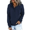 thumbnail image 1 of SHIBEVER Sweatshirts for Women Fall Casual Long Sleeve HoodieS Trendy Loose Fit Hooded Tops Soild Color Navyvlue Pullover Size XL, 1 of 5