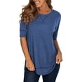 thumbnail image 1 of SHIBEVER T Shirts for Women Tops Short Sleeve Summer Fashion Loose Fit Tunic Tops Dressy Crewneck Ladies Blouses Tops Light Blue, 1 of 6