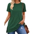 thumbnail image 1 of SHIBEVER T-shirts for Women Summer Tops Short Sleeve Shirts Casual Loose Fit Tunic Tops Side Slit Tee Shirt Crew Neck Lady Blouse Green M, 1 of 9