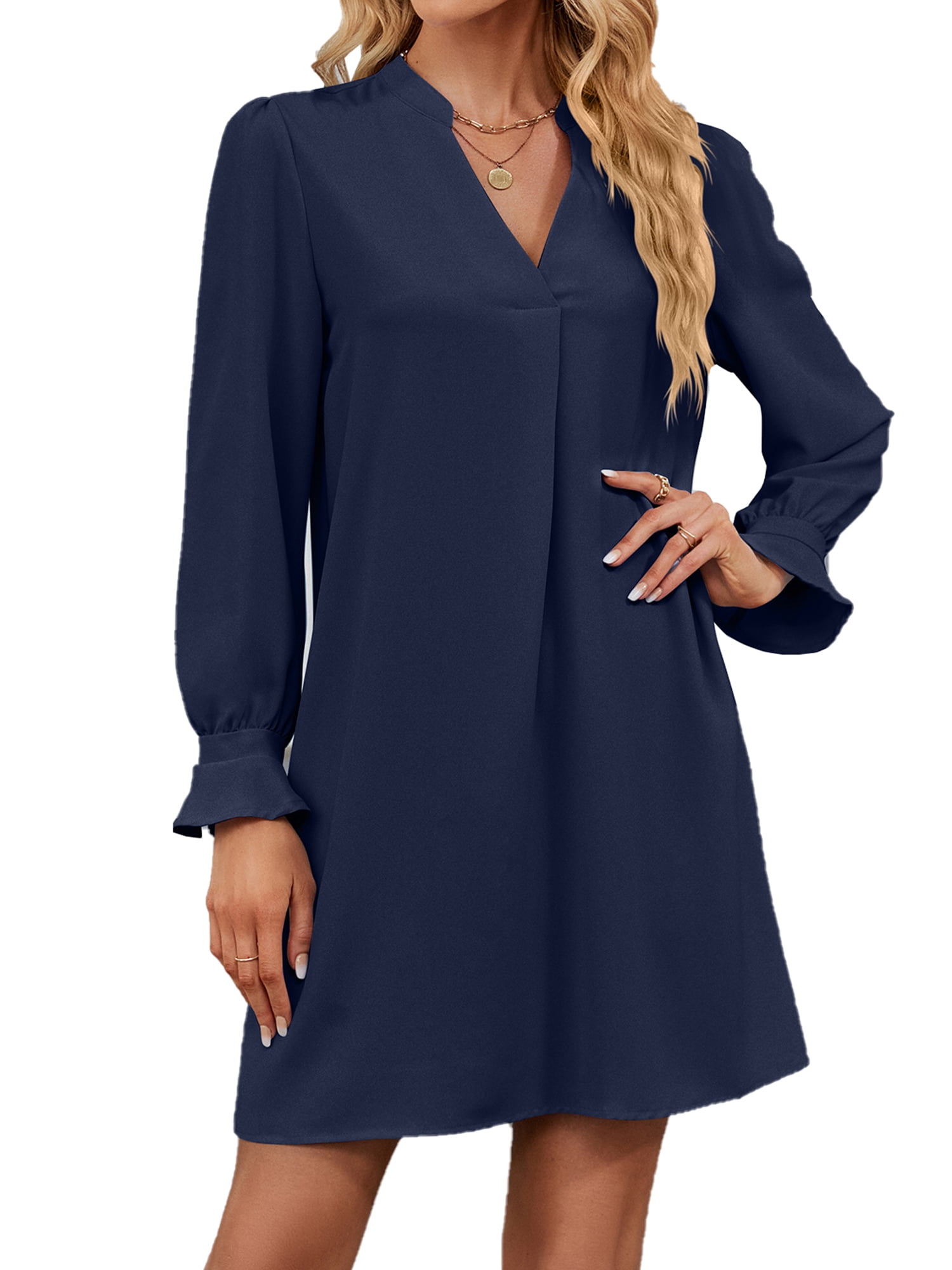 Rothstone Women's Summer Sleeveless Shirt Dress - Button Front, V-Neck, Ruffle Hem In Cotton Linen For Casual Wear - View #12