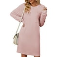 SHIBEVER Women Long Sleeve Dress Casual Crewneck Shirt Dress Winter