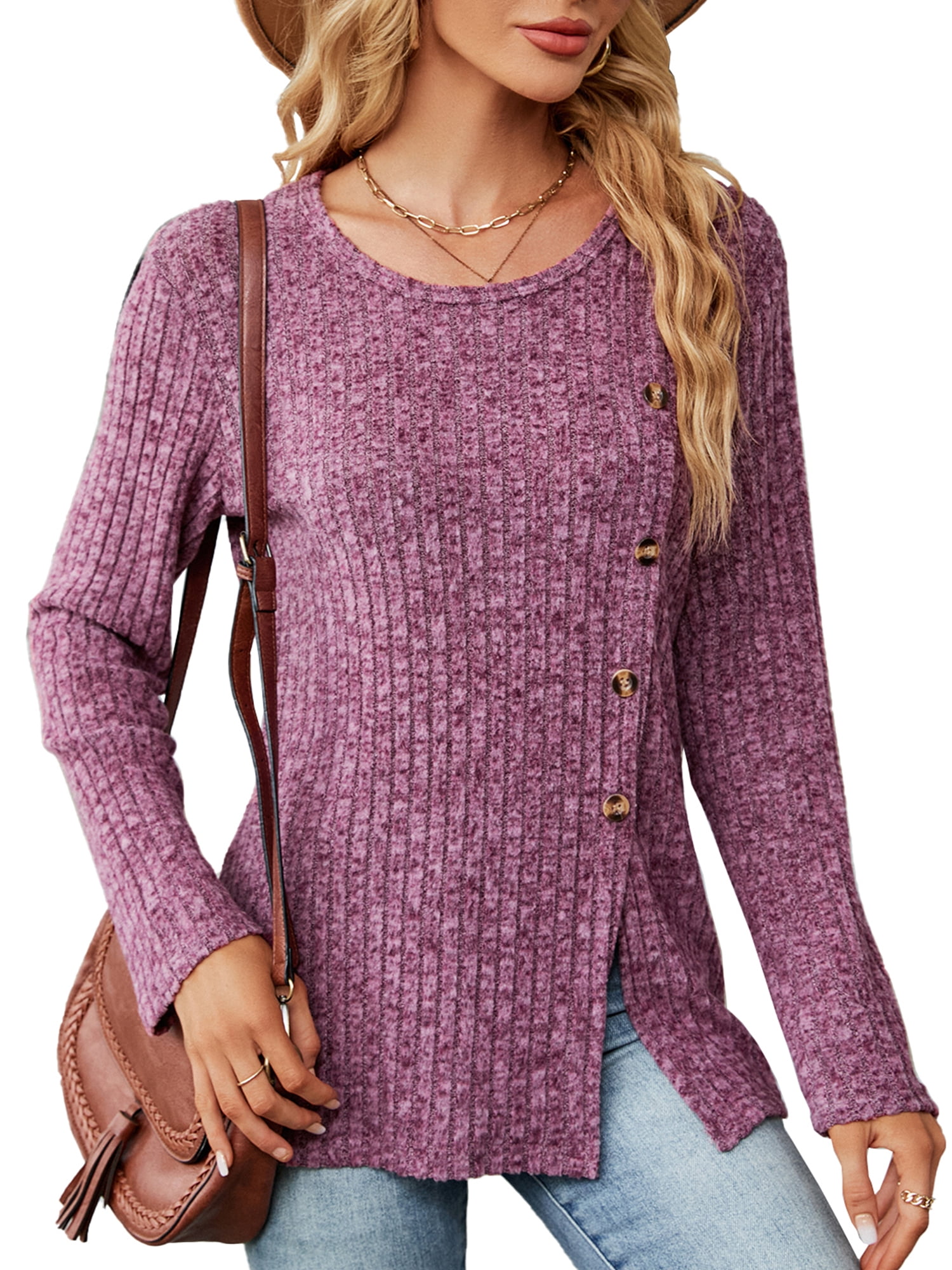 【HI FI FNK】Syd Dyeing Henley Top JYYYBF Womens Long Sleeve Henley Tops Casual Button Up Tunic