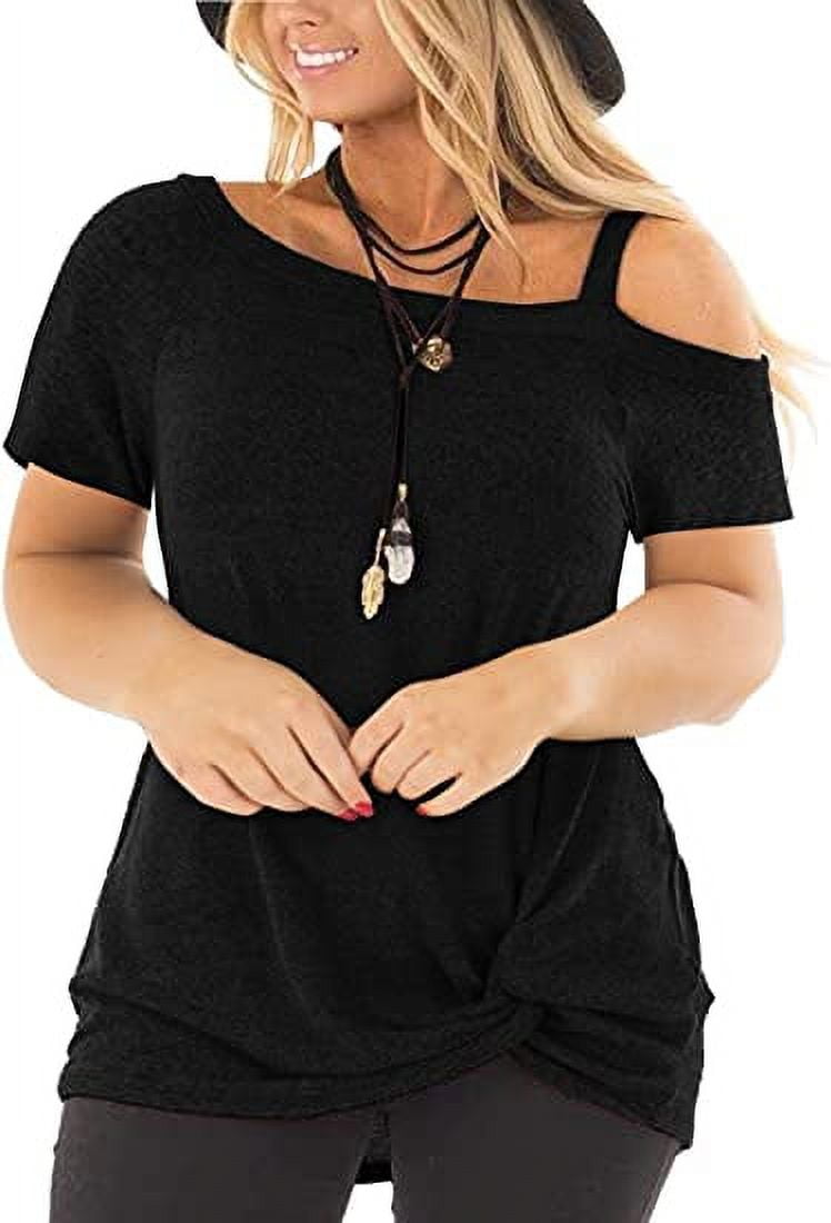 SHIBEVER Women Plus Size Tops Summer Casual Short Sleeve Loose Fit Tee ...