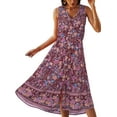 thumbnail image 1 of SHIBEVER Women Sleeveless Dress Summer Floral Bohemian V Neck Button Down Flowy Dresses, 1 of 5