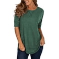 thumbnail image 1 of SHIBEVER Women T-Shirts Summer Short Sleeve Casual Crewneck Trendy Tunics Solid Green Tshirt Shirts, Womens Fashion Tops Size M, 1 of 7