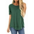 thumbnail image 1 of SHIBEVER Women T-Shirts Summer Short Sleeve Casual Crewneck Trendy Tunics Solid Green Tshirt Shirts, Womens Fashion Tops Size XXL, 1 of 7
