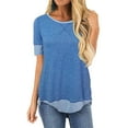 thumbnail image 1 of SHIBEVER Women T Shirts Summer Short Sleeve Crew Neck Casual Loose Trendy Tos,Bluegrey Tunic Tee Holiday Clothing Size L, 1 of 6