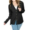 thumbnail image 1 of SHIBEVER Womens Cardigan Long Sleeve Shirts for Women Buttons Down V Neck Waffle Knit Lightweight Black Cardigan for Women Fall Shirt Winter Clothes M, 1 of 7