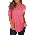 thumbnail image 1 of SHIBEVER Women Tops Summer Casual Crewneck Short Sleeve Fashion Loose Tunic Tops for Women Pink Blouse Stylish Clothing Size XXL, 1 of 6