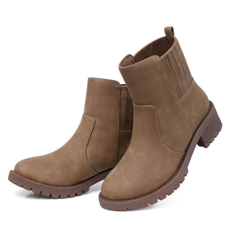 SHIBEVER Women's Ankle Boots Low Heel Chelsea Booties Waterproof