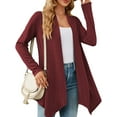 thumbnail image 1 of SHIBEVER Womens Long Cardigan Casual Open Front Tops Lightweight Blouses Fall Sweaters Loose Fit Tunics Long Sleeve Shirts Fashion Solid Color Winered Size M, 1 of 5