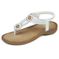 thumbnail image 1 of SHIBEVER Women's Sandals Bohemian Sandals for Women Dressy Summer Flat T-Strap Elastic Braided Ankle Strap Shoes Sandals, 1 of 6