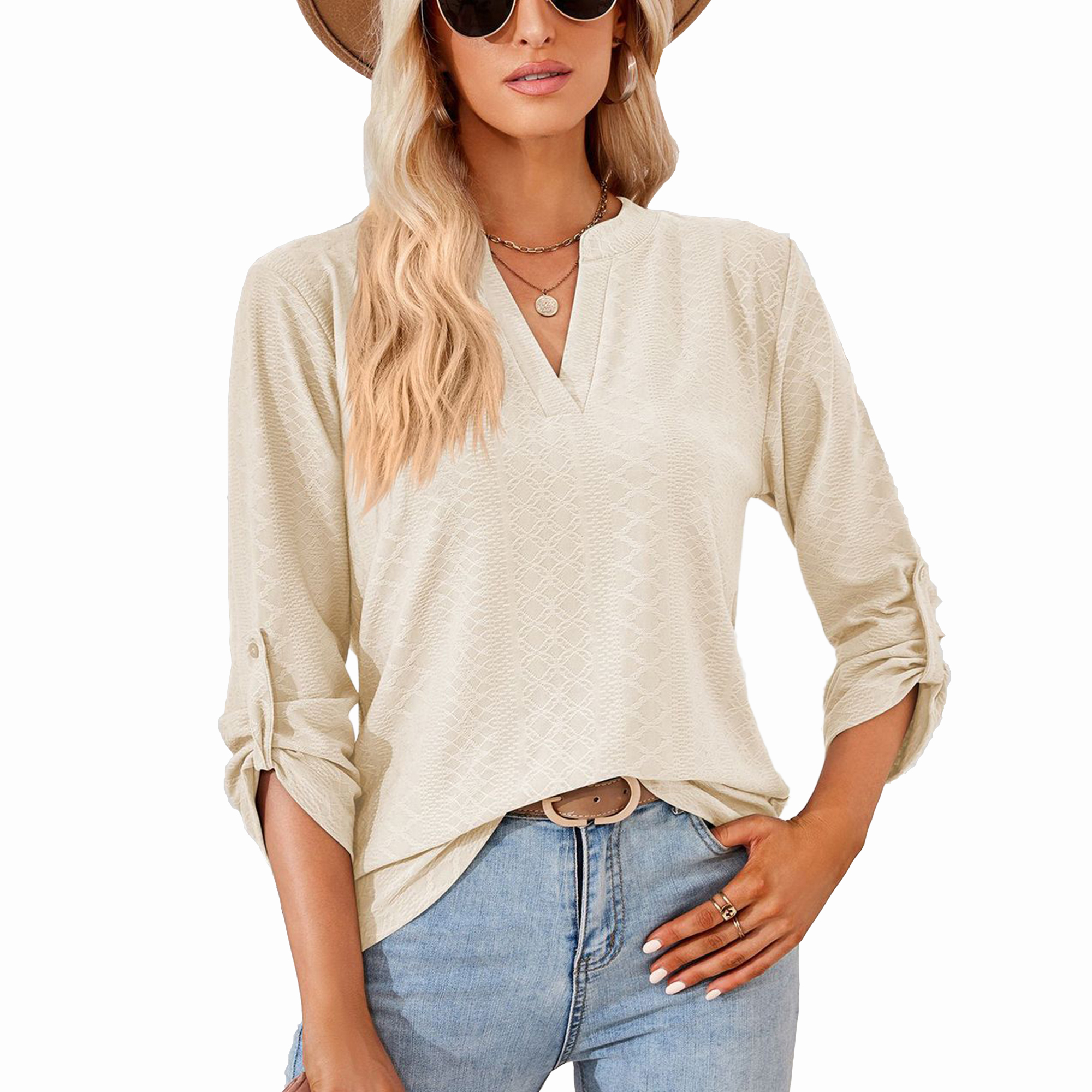 24Seven Comfort Apparel Evelyn Elbow Length Sleeve Tunic Top