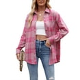 thumbnail image 1 of SHIBEVER Womens Blouse Long Sleeve Oversized Flannel Plaid Soft Button Down fashion Shirt Roll Up Plaid tops, 1 of 4