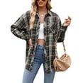 thumbnail image 1 of SHIBEVER Womens Blouse Long Sleeve Oversized Flannel Plaid Soft Button Down fashion Shirt Roll Up Plaid tops, 1 of 4