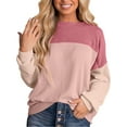 thumbnail image 1 of SHIBEVER Long Sleeve Tops for Women Sweatshirts Crewneck Fashion Color Block Shirts Knitted Ribbed Blouses Casual Pullover Fall Clothing Tunics Tops Size L, 1 of 5