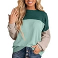 thumbnail image 1 of SHIBEVER Womens Long Sleeve Tops Color Block Crewneck Knitted Ribbed Casual Loose Pullover Shirts Fall Tops Sweatshirts Tunics Blouses Fashion Workout T-Shirts Size XL, 1 of 6