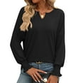 thumbnail image 1 of SHIBEVER Womens Long Sleeve Tops V Neck Dressy Blouses Loose Shirts solid color Casual Bat Sleeve fall clothes for women black, 1 of 4