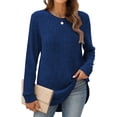 thumbnail image 1 of SHIBEVER Womens Sweaters Long Sleeve Tops Fall Crewneck Side Spilt Shirts Winter Lightweight Sweaters for Women Tops Dressy Casual Blouses, 1 of 8