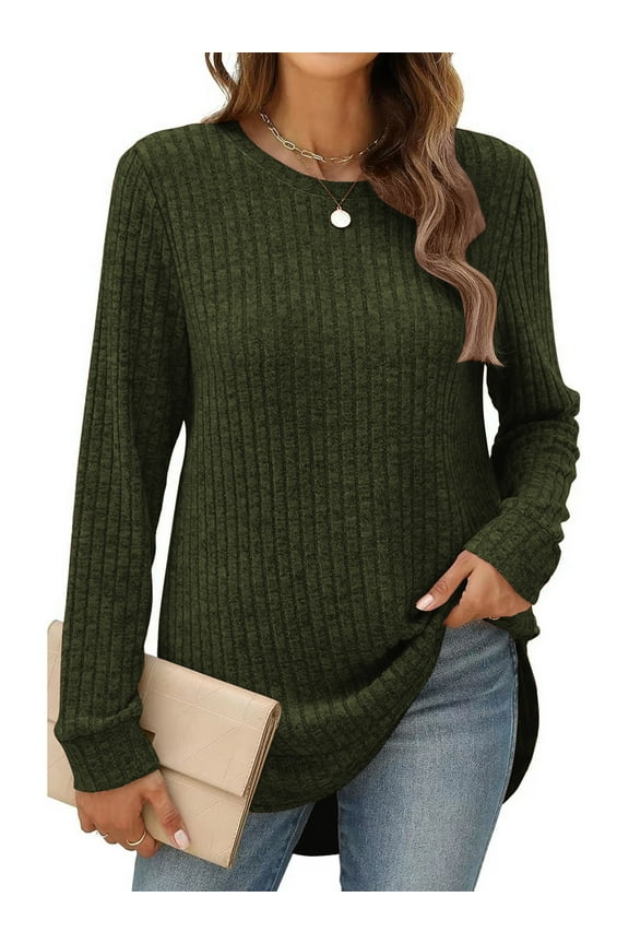 Womens Sweaters Long Sleeve Casual Tops Fall Crew Neck Shirts Lightweight Pullover Sweatshirts for Women Winter Tops Dressy Blouses