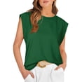 thumbnail image 1 of SHIBEVER Womens Tops Cap Sleeve Summer Shirts Loose Fit Basic Tee Shirts Casual Tops for Womens Clothes Trendy Dressy Solid Color Green Plus Size 3XL, 1 of 6