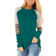 thumbnail image 1 of SHIBEVER Womens Tops Long Sleeve Round Neck T-Shirts for Women Fall Fashion Leopard Print Tops Casual Workout Loose Tunics Tops Green Blouses Size XXL, 1 of 8
