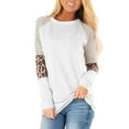 thumbnail image 1 of SHIBEVER Womens Tops Long Sleeve Round Neck T-Shirts for Women Fall Fashion Leopard Print Tops Casual Workout Loose Tunics Tops White Blouses Size XXL, 1 of 8
