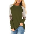 thumbnail image 1 of SHIBEVER Womens Tops Long Sleeve Round Neck T-Shirts for Women Fall Fashion Leopard Print Tops Casual Workout Loose Tunics Tops Blouses Army Green, 1 of 8