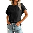 thumbnail image 1 of SHIBEVER Womens Tops Short Sleeve Summer Top Crew Neck Top for Women Basic T Shirts for Women Clothes Round Neck Trendy Black L, 1 of 6