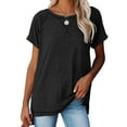 thumbnail image 1 of SHIBEVER Womens Tops Summer Short Sleeve T Shirts Casual Crewneck Loose Tunic Tops Soft Ladies Tops Workout Shirts Blouses Black XXL, 1 of 5