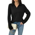 thumbnail image 1 of SHIBEVER Womens V Neck Shirt Blouses Casual Puff Sleeve Drawstring Tunic Tops, 1 of 1