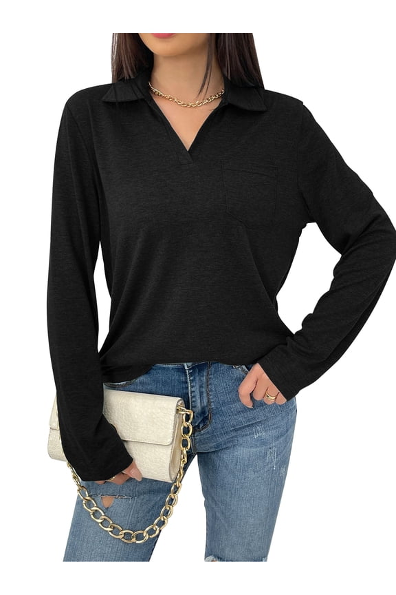 Womens V Neck Shirt Blouses Casual Puff Sleeve Drawstring Tunic Tops