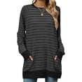 thumbnail image 1 of SHIBEVER Womens tunic Tops plus size pullover Long Sleeve Stripe Shirts Casual Oversized Blouse Tunic with Pocket, 1 of 4